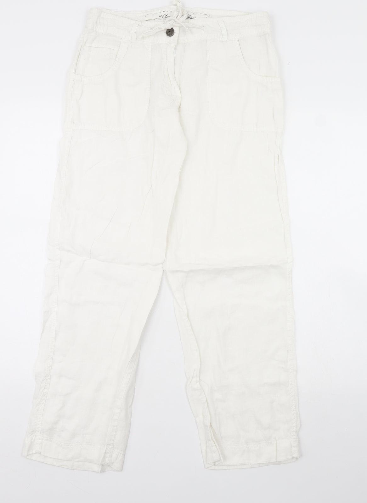 Denim & Co. Womens White   Trousers  Size 8 L28 in