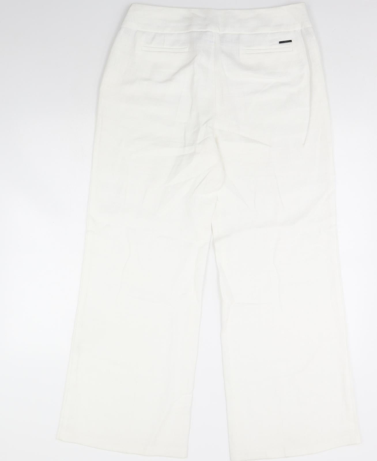 M&S Womens White   Trousers  Size 14 L31 in