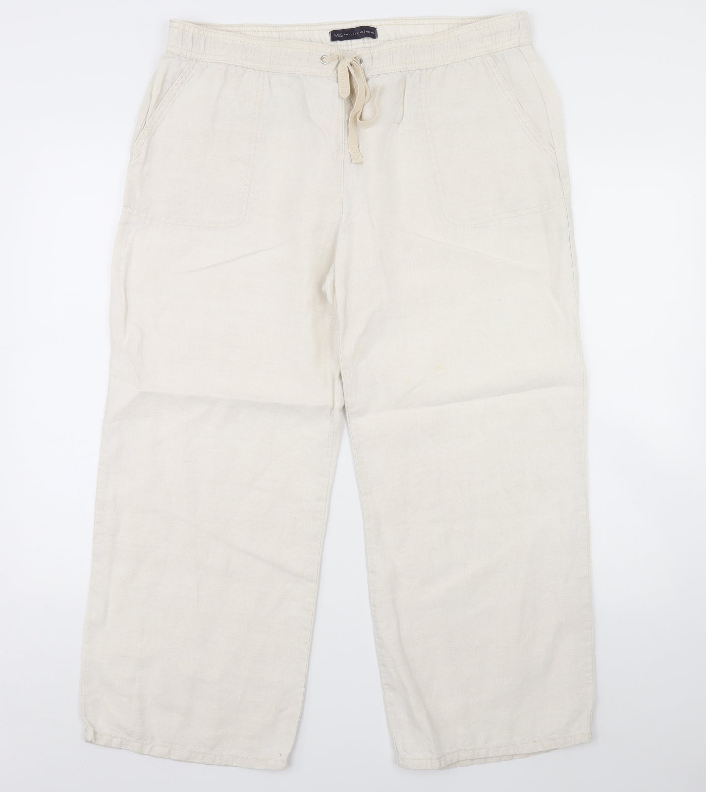 m&s Womens Ivory   Trousers  Size 16 L28 in