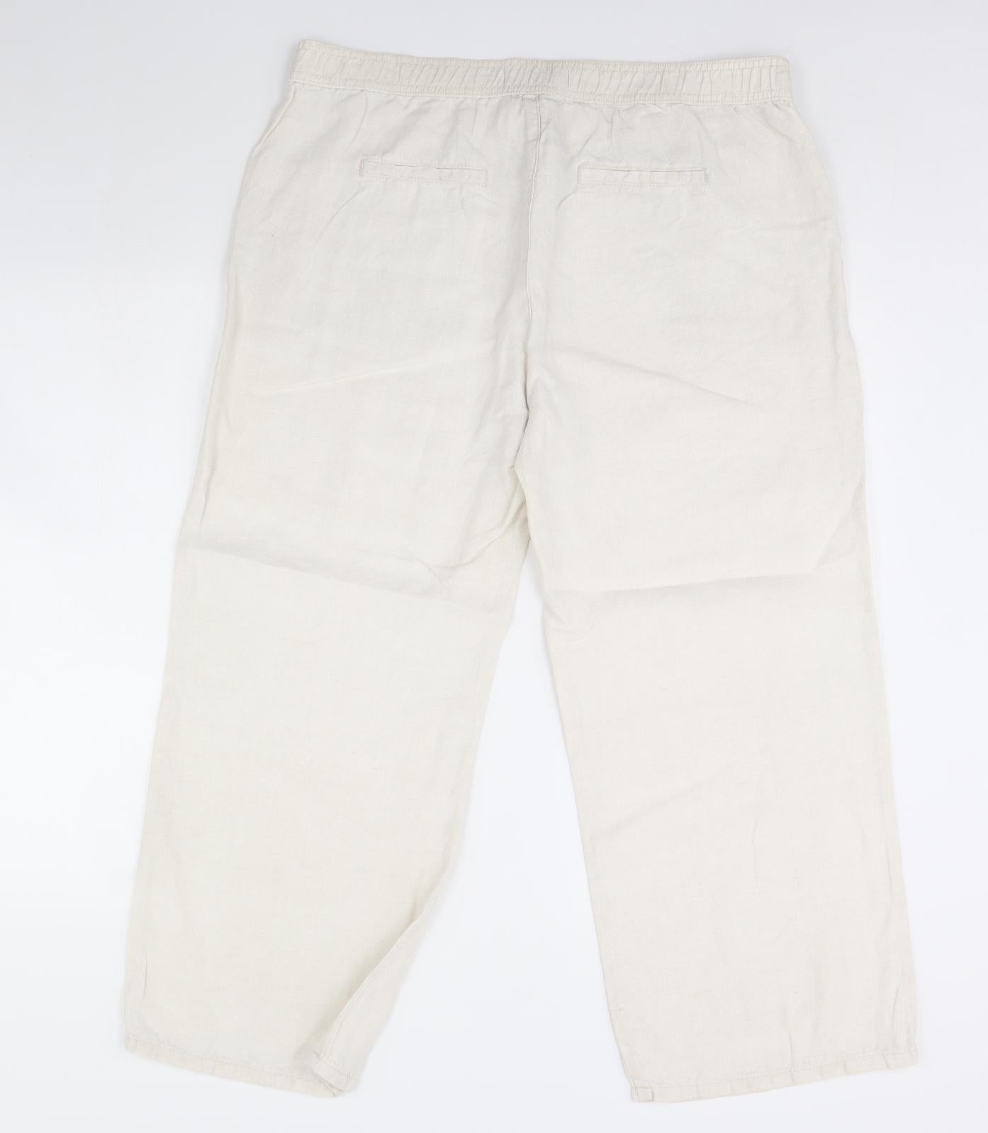 m&s Womens Ivory   Trousers  Size 16 L28 in