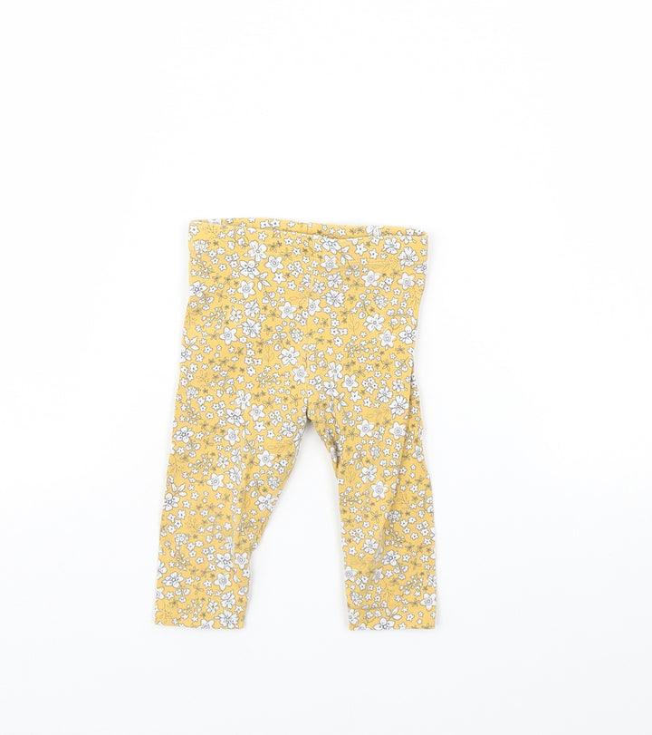 Fred & flo Girls Yellow Floral  Capri Trousers Size 0-3 Months