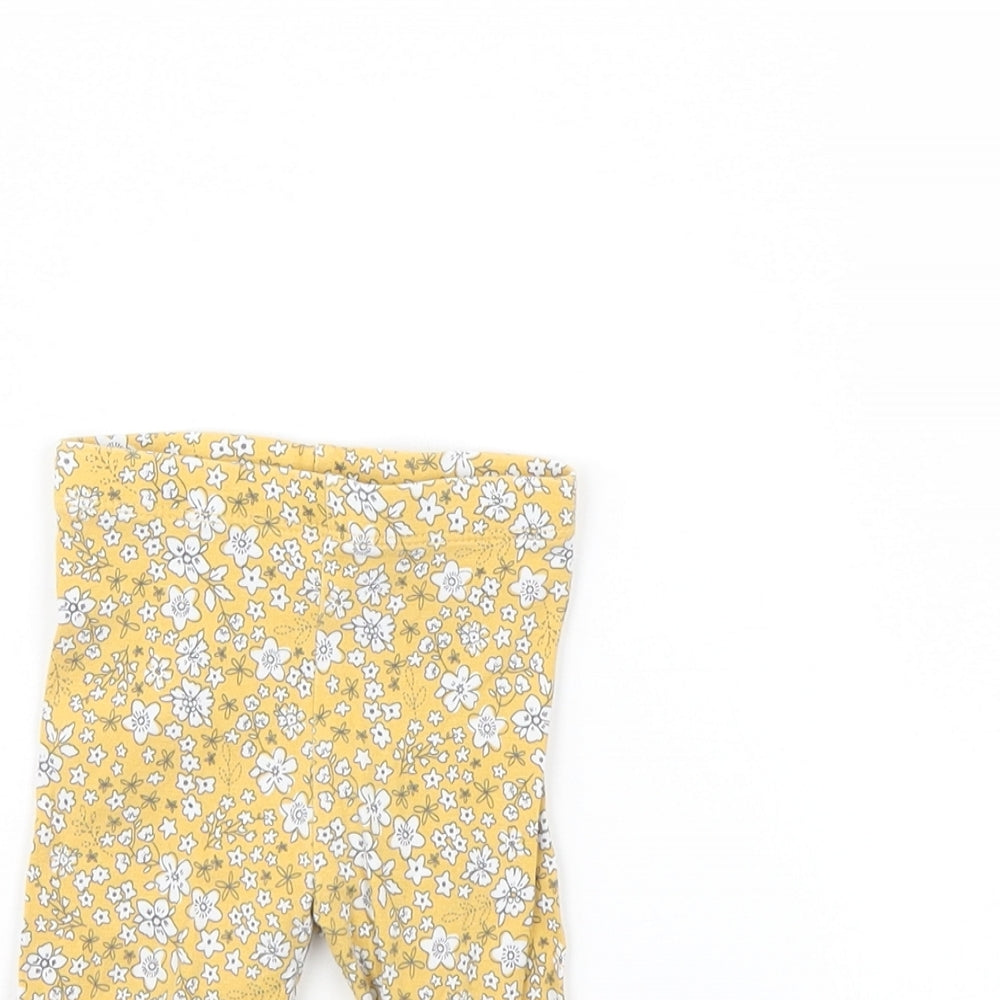 Fred & flo Girls Yellow Floral  Capri Trousers Size 0-3 Months
