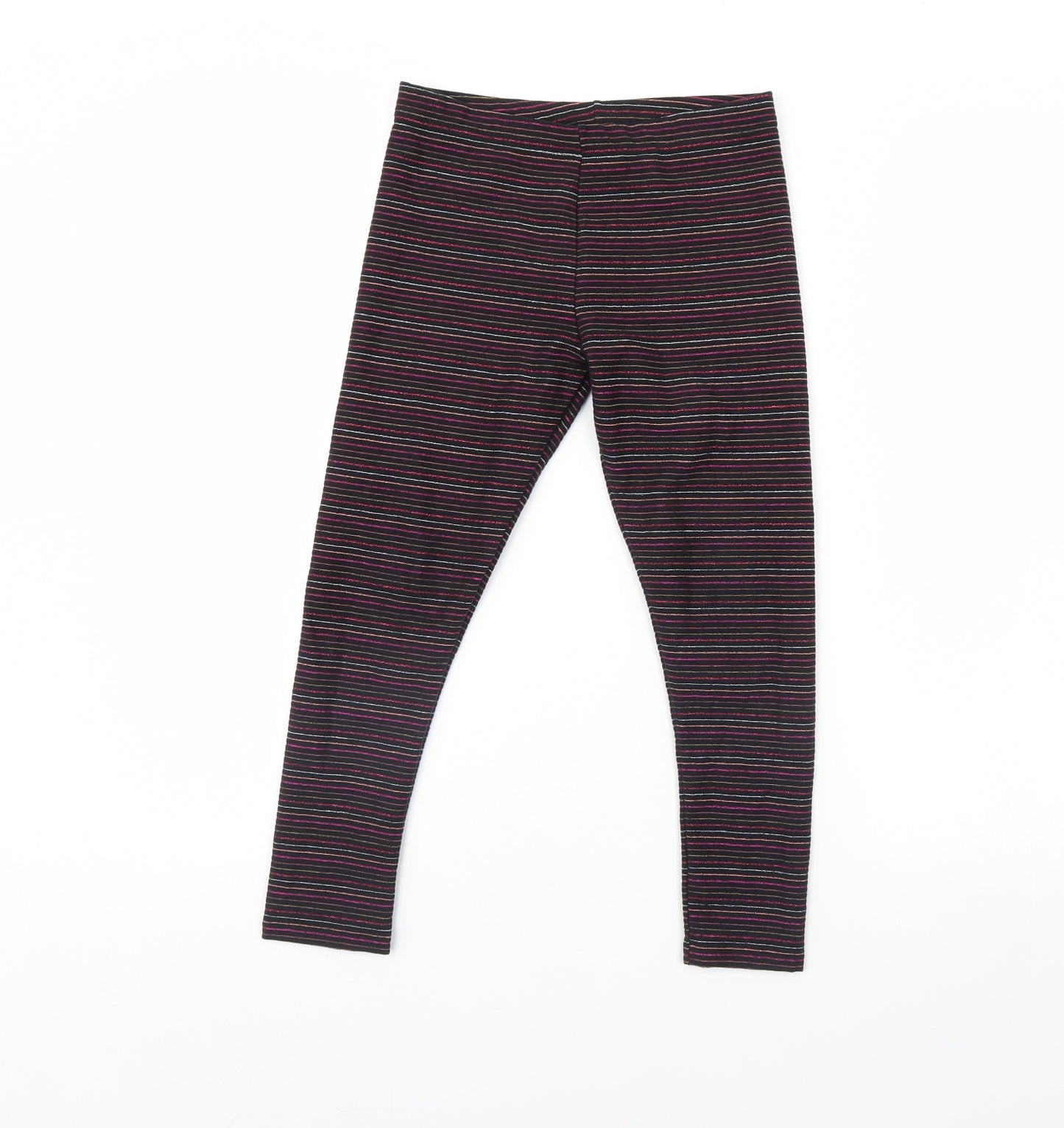 NEXT Girls Black Striped  Capri Trousers Size 9 Years