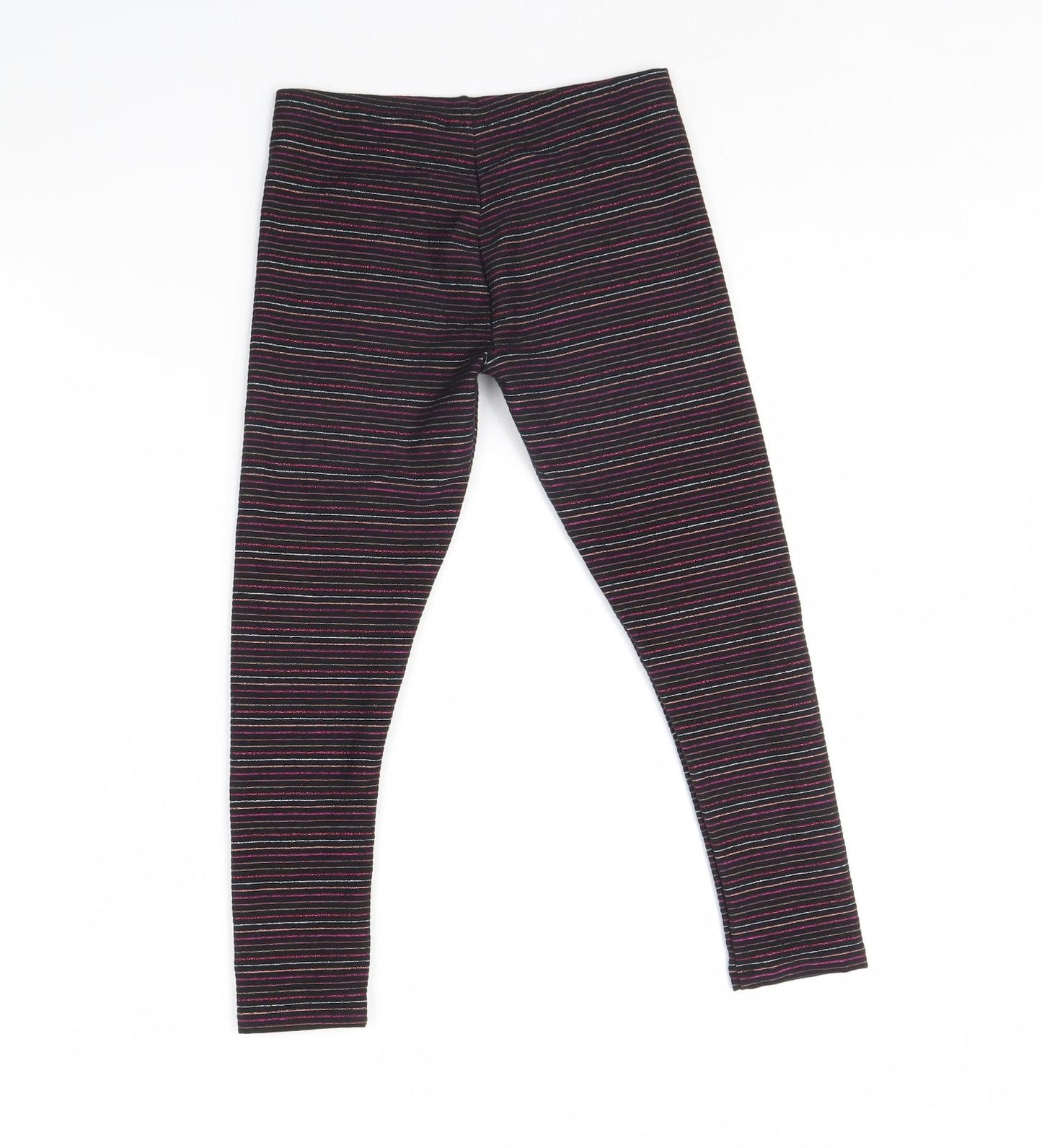 NEXT Girls Black Striped  Capri Trousers Size 9 Years