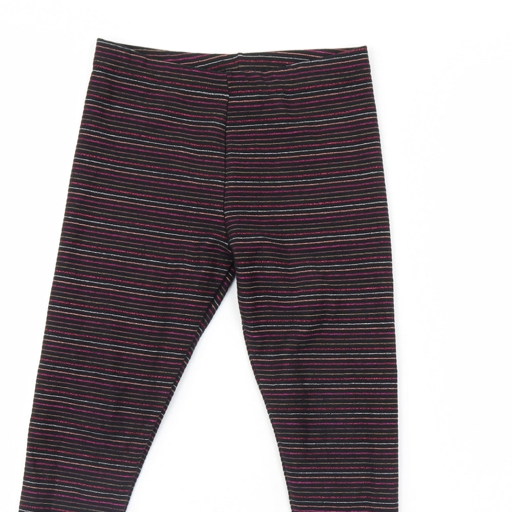 NEXT Girls Black Striped  Capri Trousers Size 9 Years