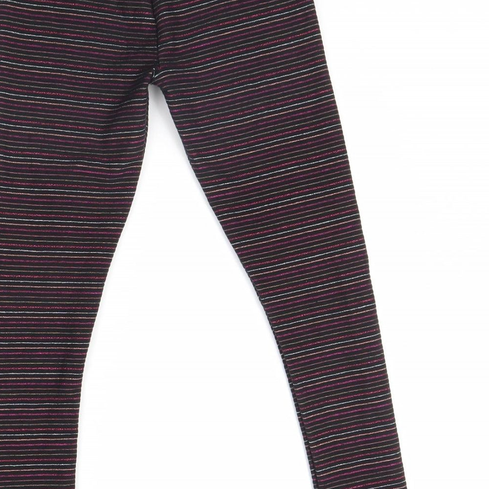 NEXT Girls Black Striped  Capri Trousers Size 9 Years