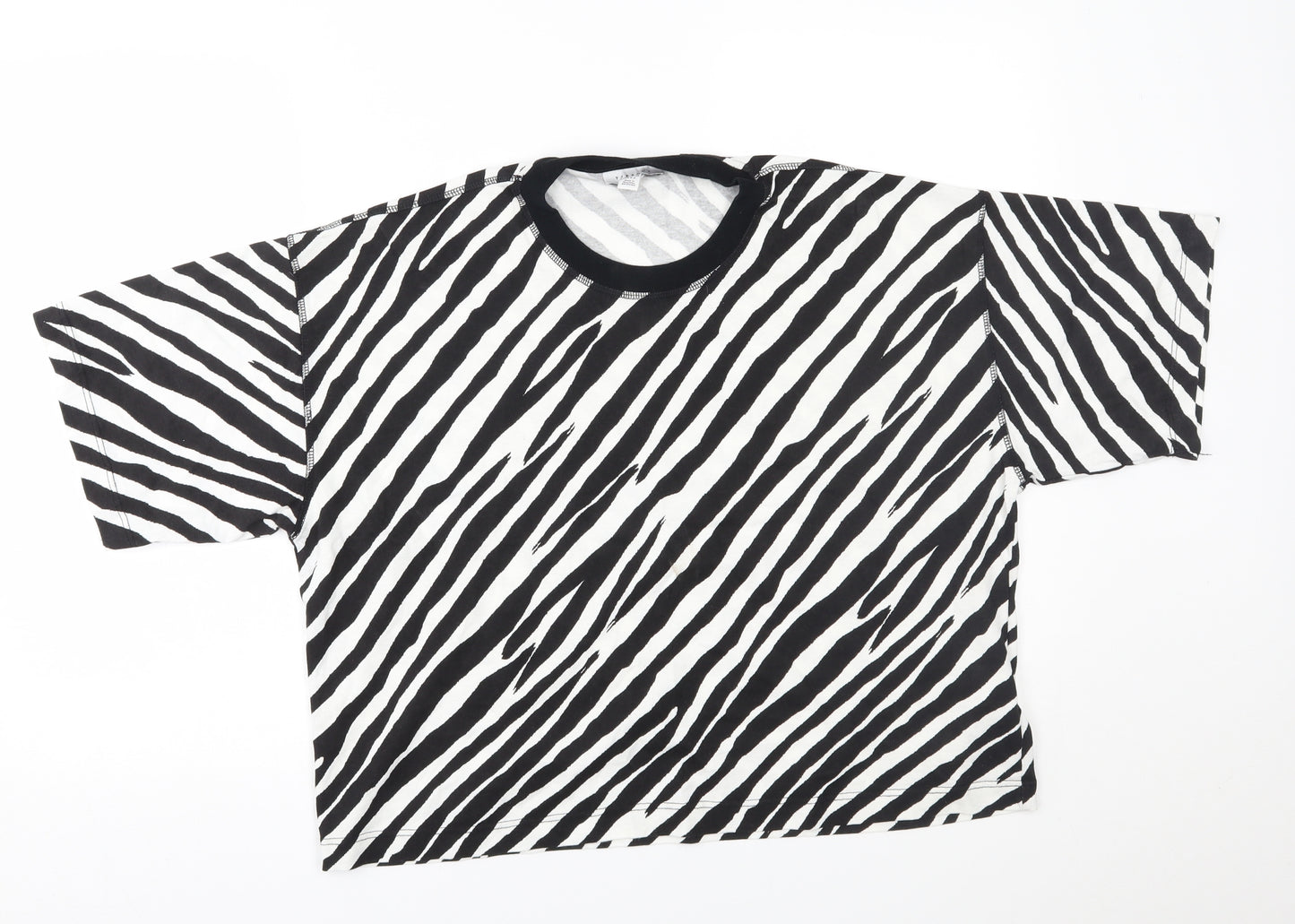 Topshop Womens White Animal Print  Basic T-Shirt Size S  - cropped