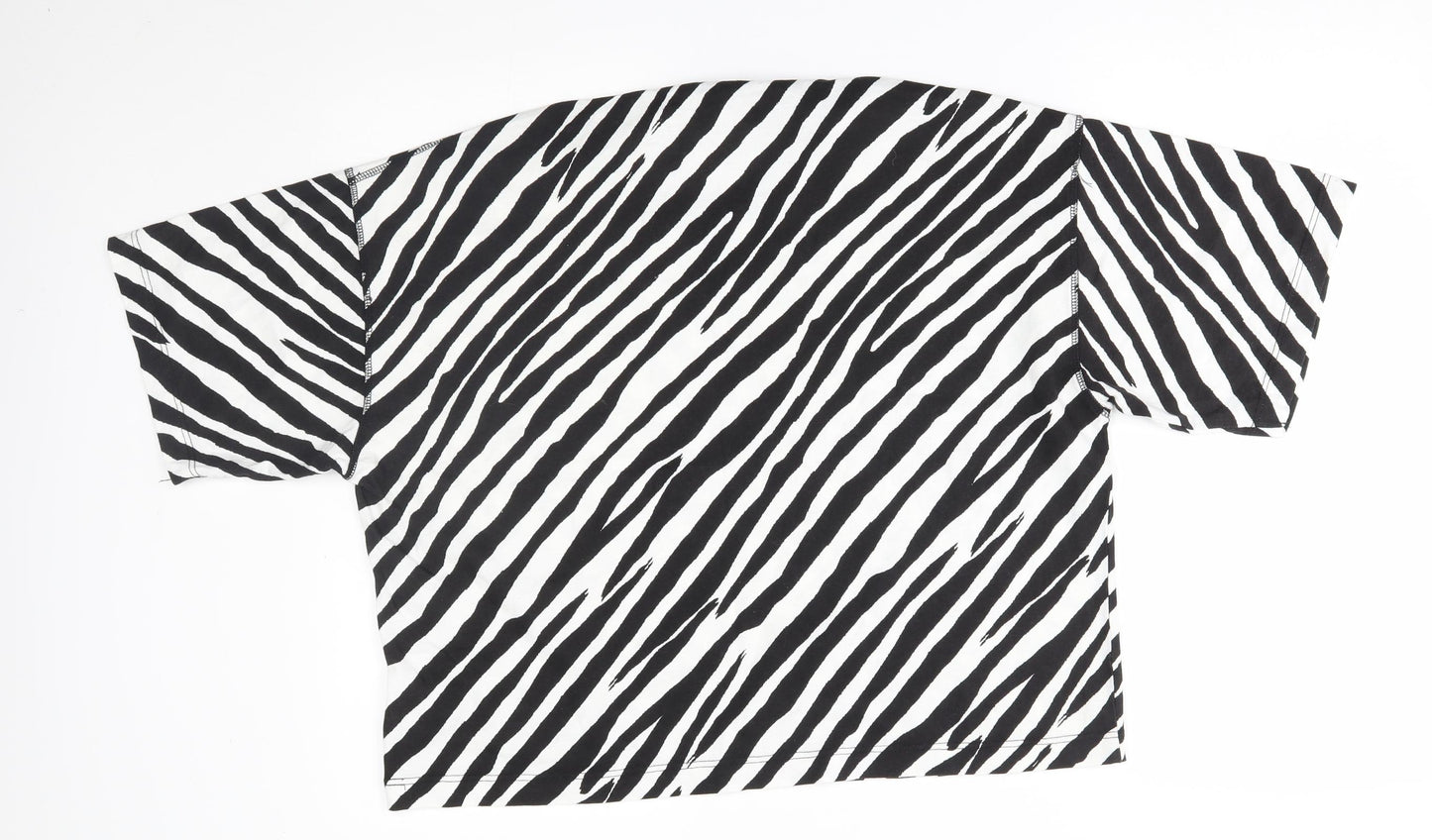 Topshop Womens White Animal Print  Basic T-Shirt Size S  - cropped