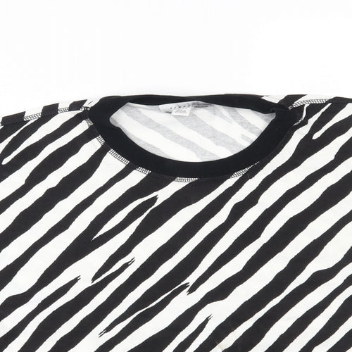 Topshop Womens White Animal Print  Basic T-Shirt Size S  - cropped