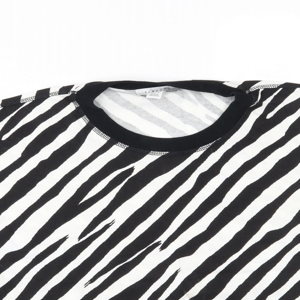 Topshop Womens White Animal Print  Basic T-Shirt Size S  - cropped