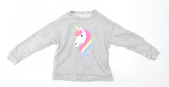 Gap Girls Grey Pullover Jumper Size 10-11 Years - unicorn