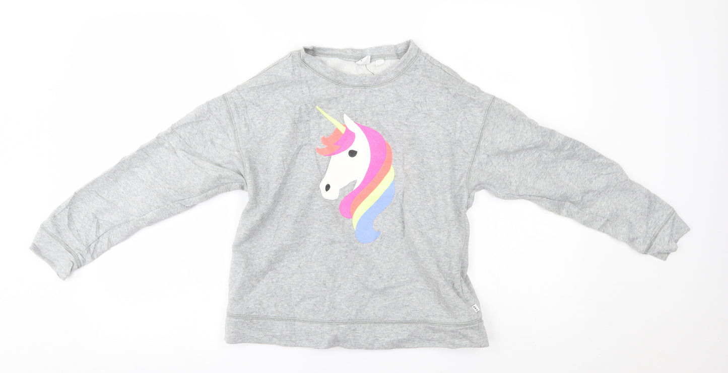 Gap Girls Grey   Pullover Jumper Size 10-11 Years  - unicorn