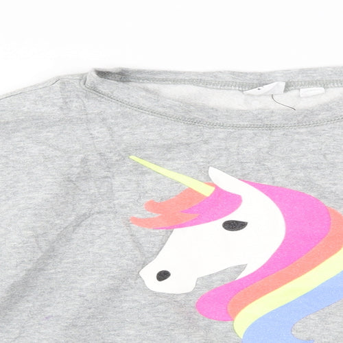 Gap Girls Grey   Pullover Jumper Size 10-11 Years  - unicorn