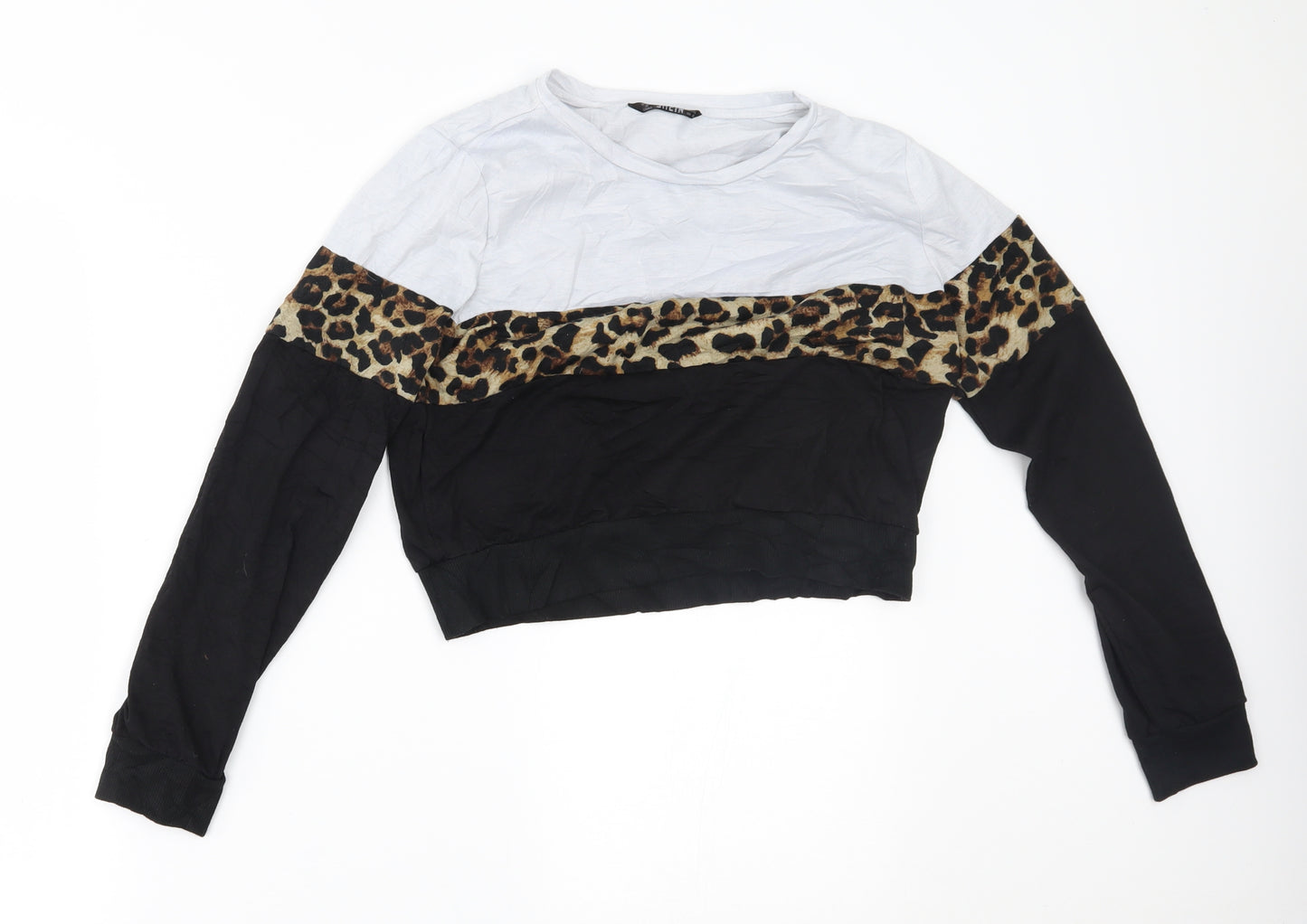 SheIn Womens Grey Animal Print  Basic T-Shirt Size XS
