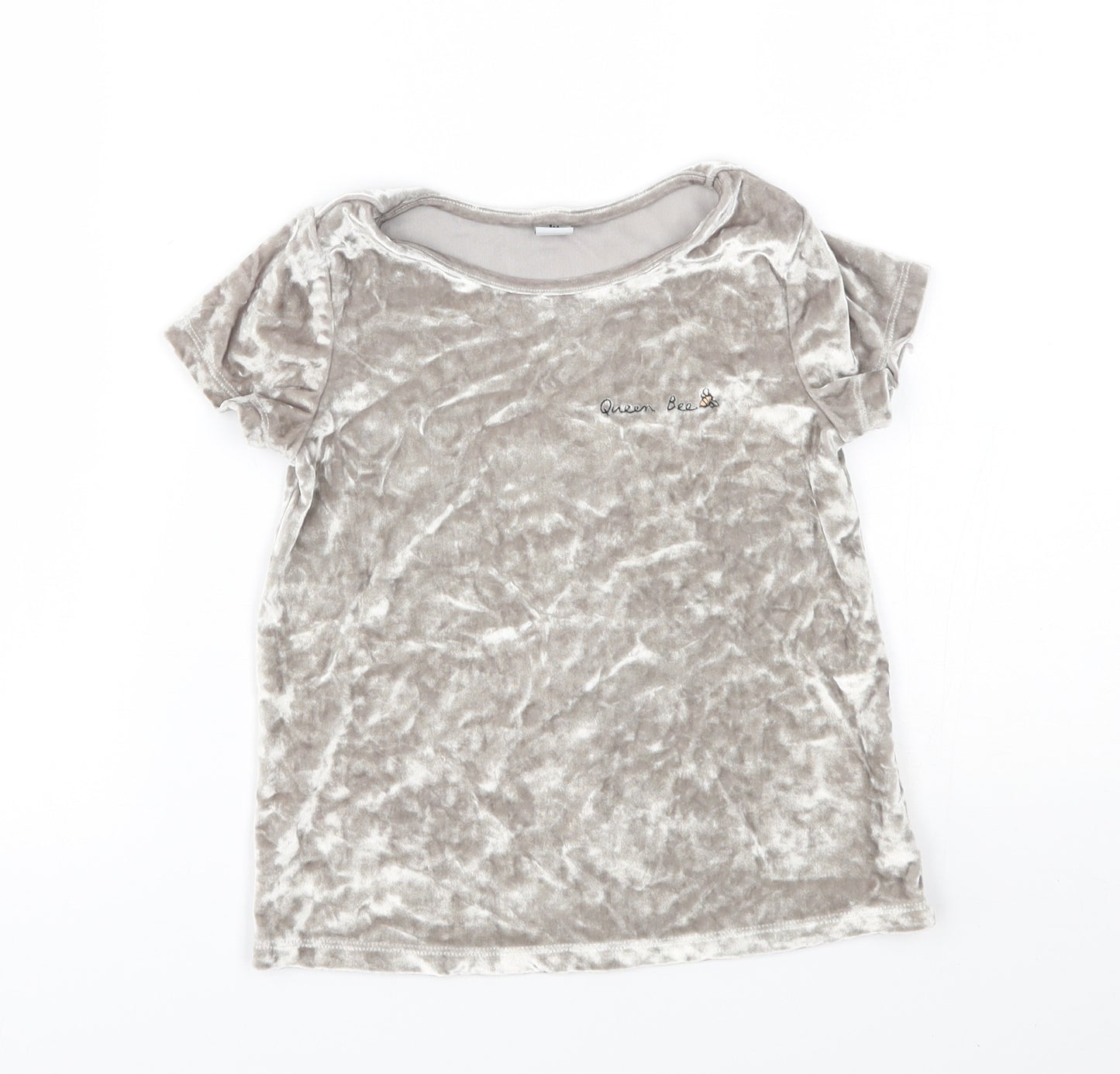 TU Girls Silver   Basic T-Shirt Size 6 Years  - velvet look