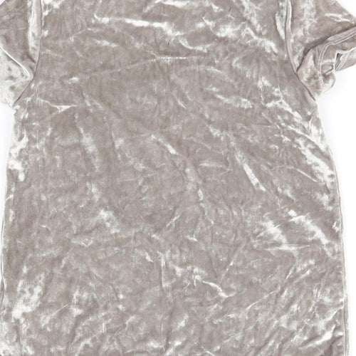TU Girls Silver   Basic T-Shirt Size 6 Years  - velvet look
