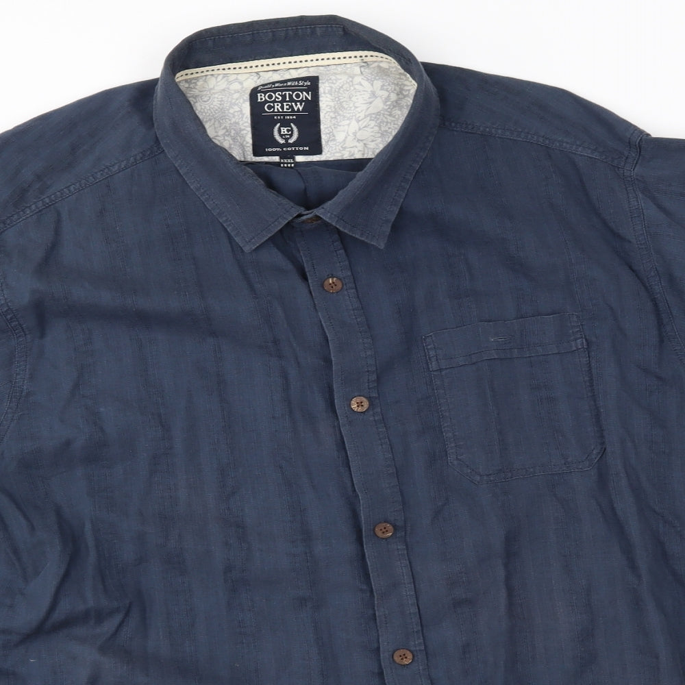 boston crew Mens Blue    Button-Up Size 3XL