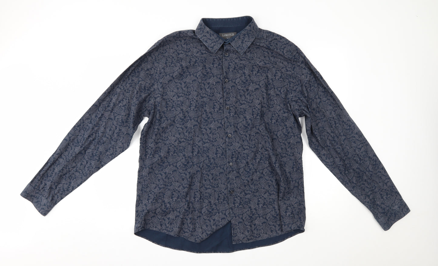 M&S Mens Blue Floral   Dress Shirt Size 2XL