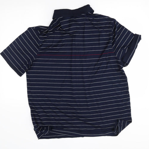 M&S Mens Blue Striped   Polo Size 2XL