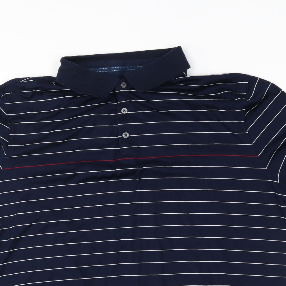 M&S Mens Blue Striped   Polo Size 2XL