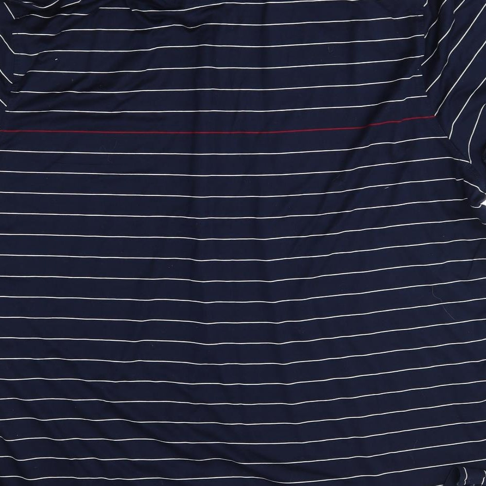 M&S Mens Blue Striped   Polo Size 2XL