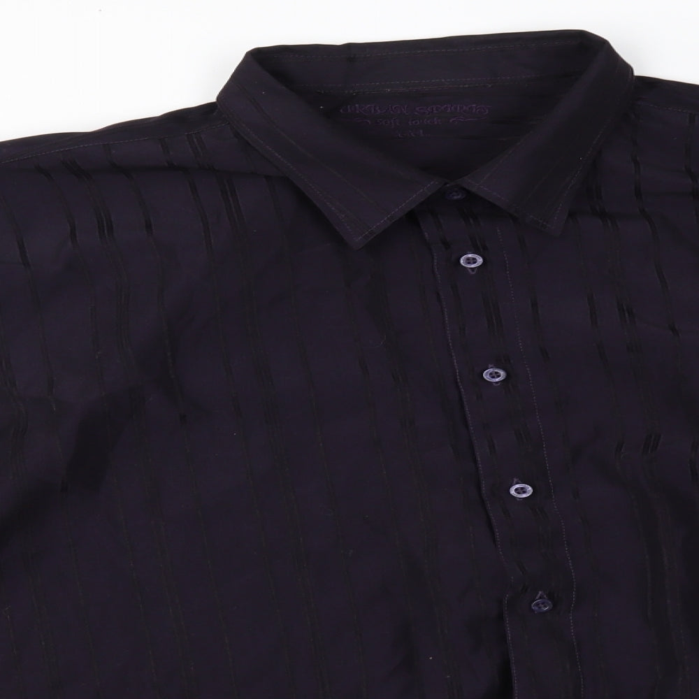 Urban Spirit Mens Purple Striped   Dress Shirt Size 2XL  - soft touch