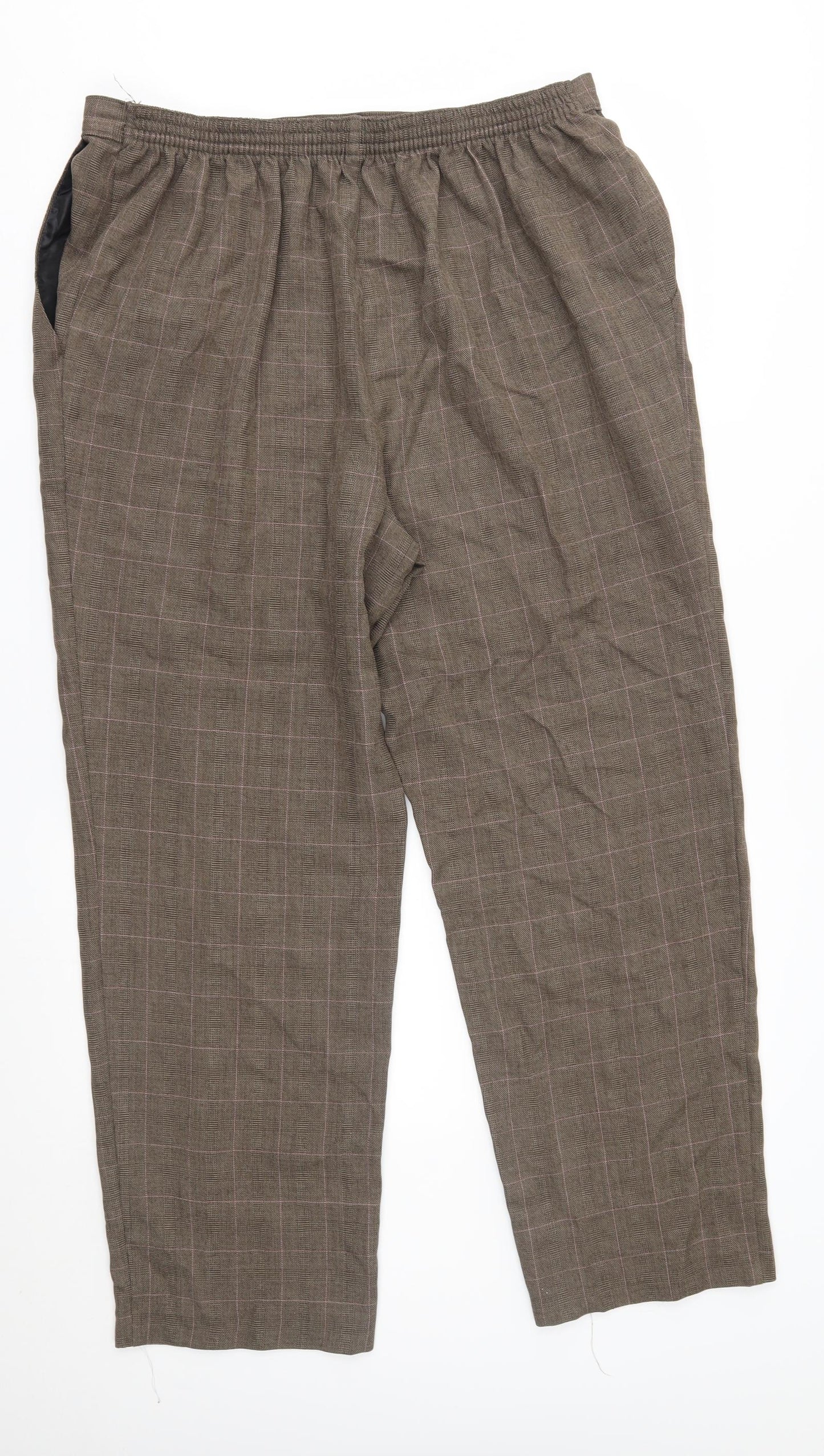 M&S Womens Brown Plaid  Trousers  Size 20 L28 in