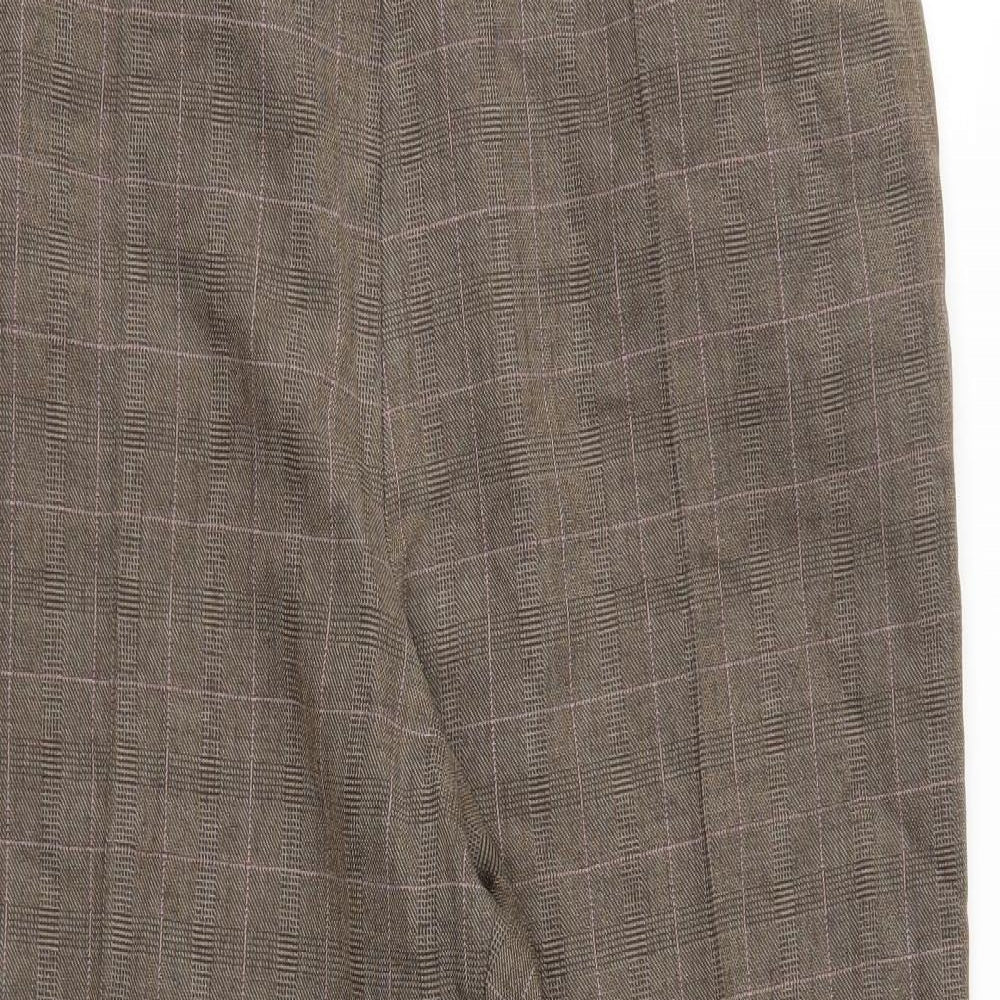 M&S Womens Brown Plaid  Trousers  Size 20 L28 in