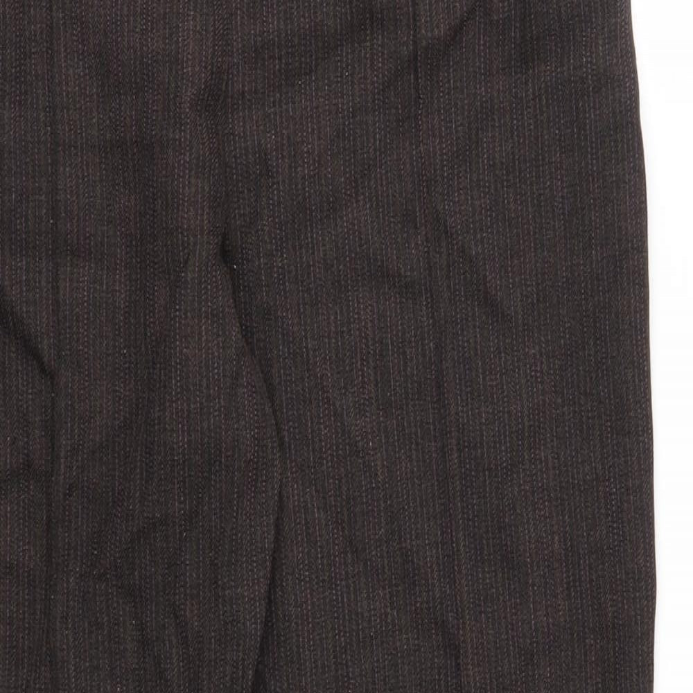 M&S Womens Brown Striped  Trousers  Size 12 L28 in