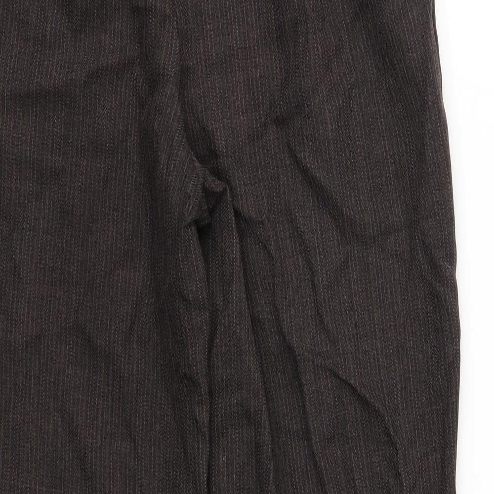 M&S Womens Brown Striped  Trousers  Size 12 L28 in