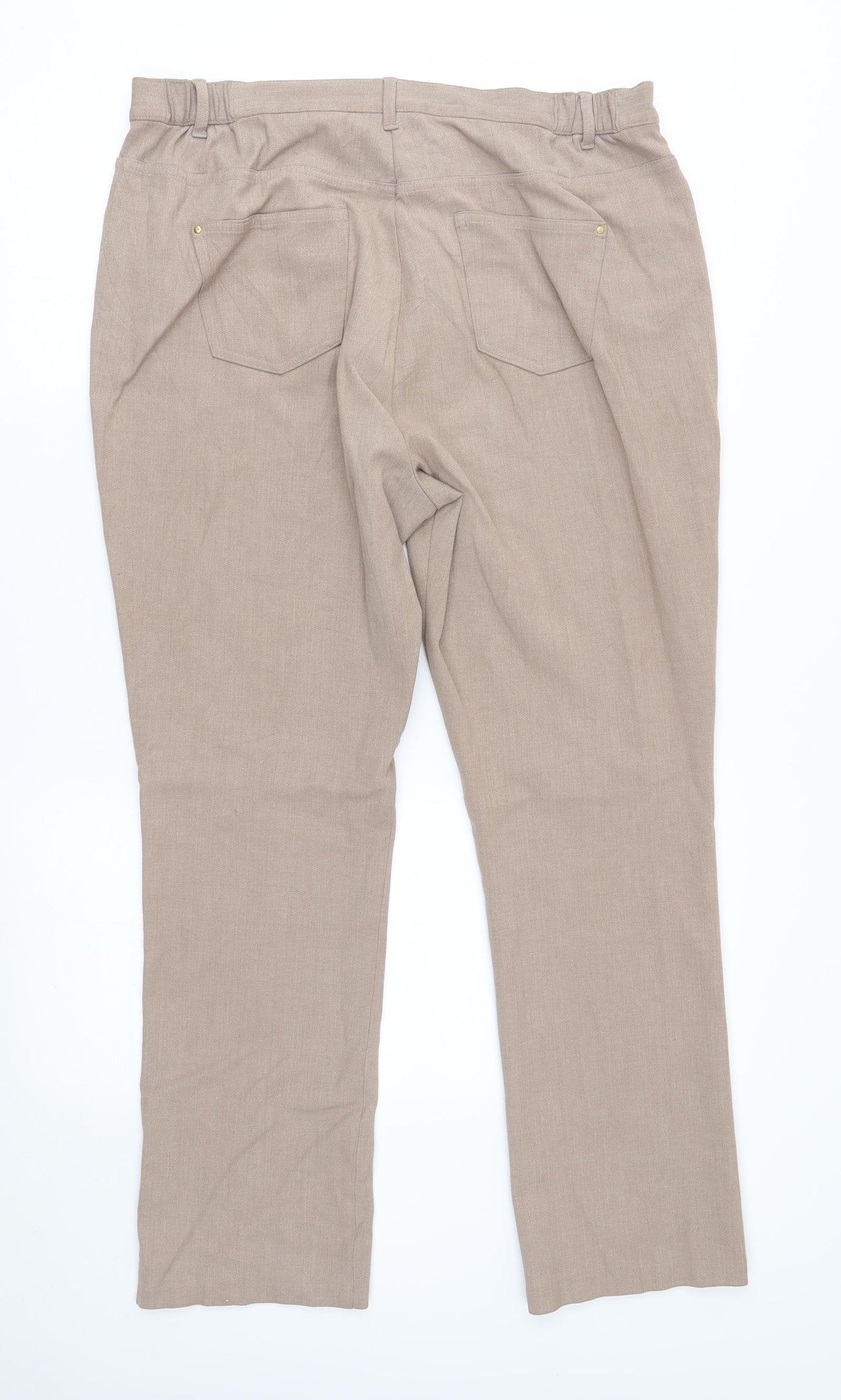 M&S Womens Beige   Chino Trousers Size 16 L28 in