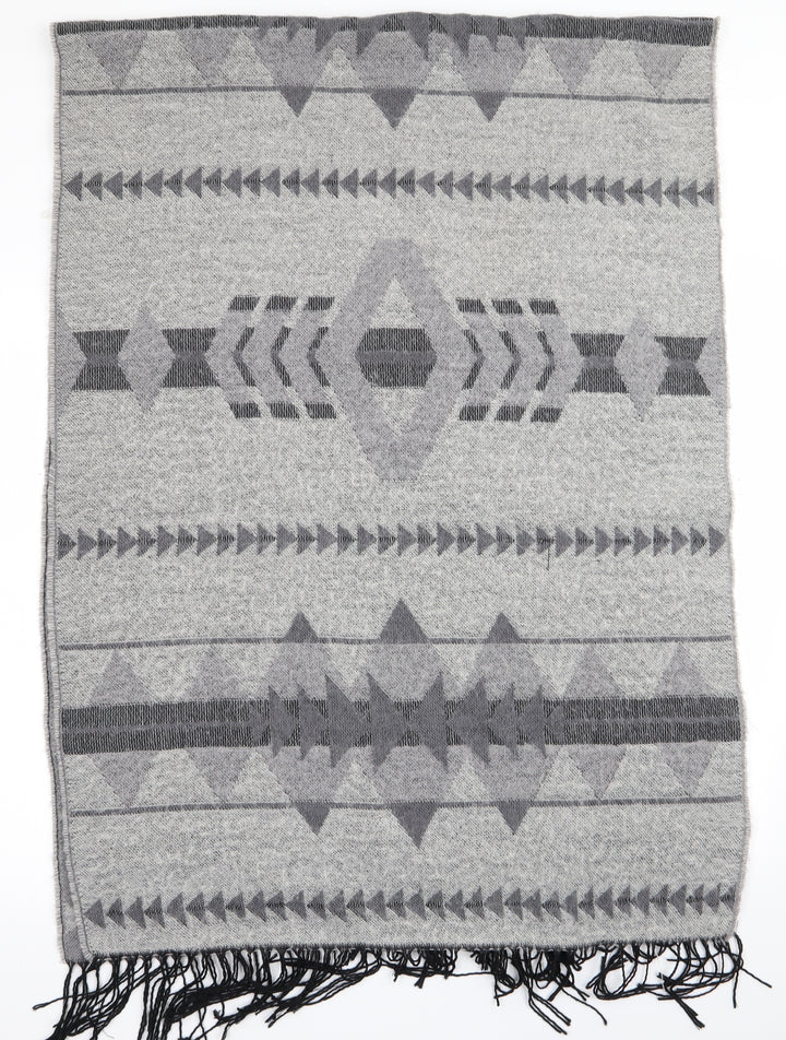 Preworn Womens Grey Geometric Shawl/Wrap