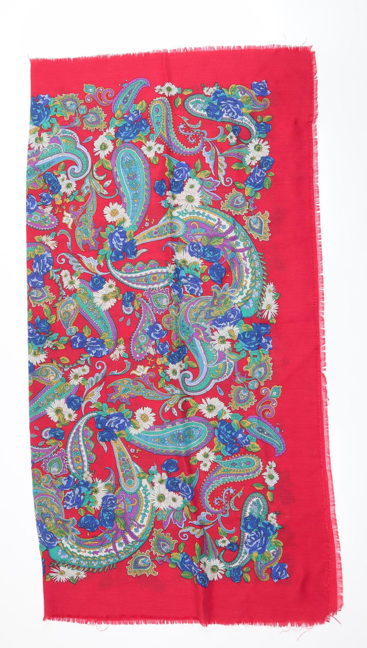 Preworn Womens Red Floral Scarf