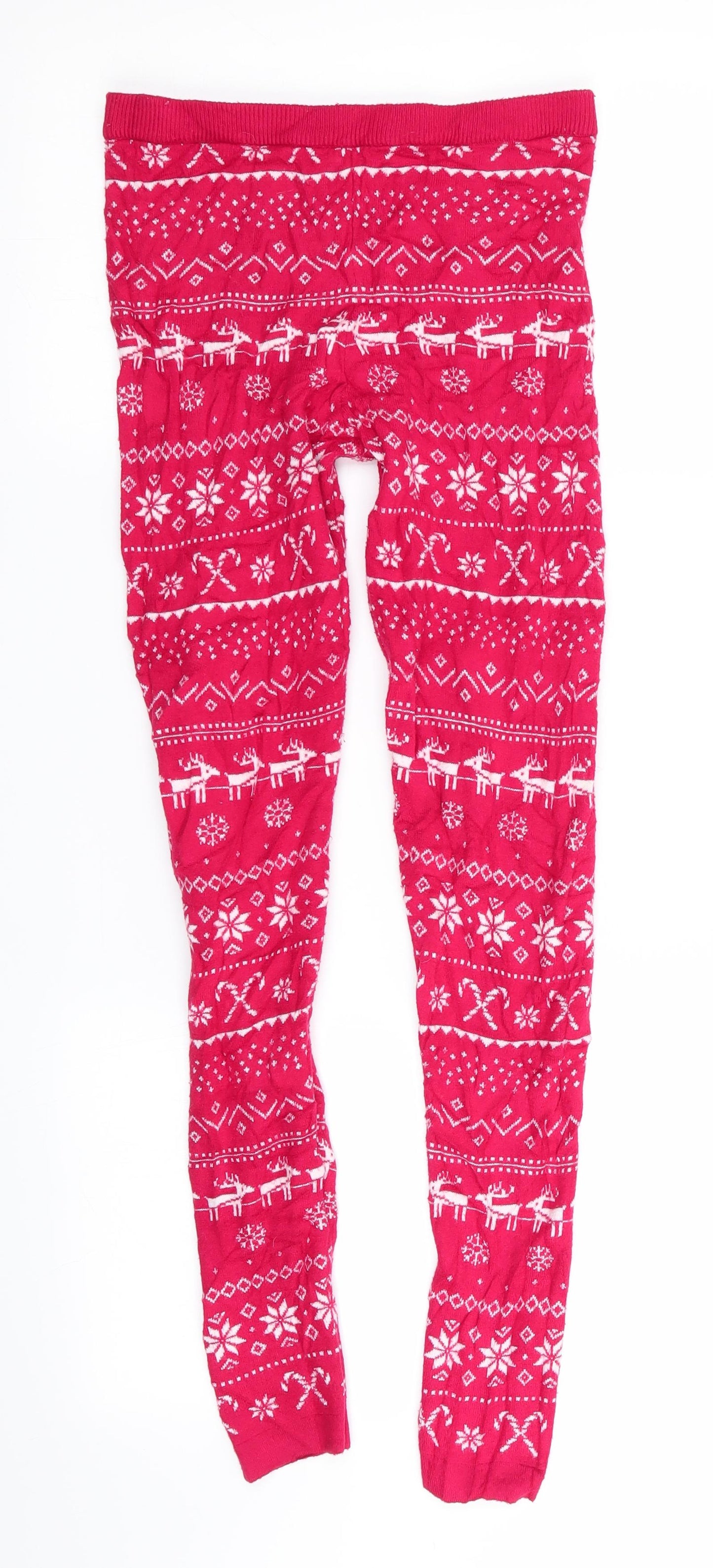 Pepperts Girls Red Animal Print   Pyjama Pants Size 10-11 Years  - Christmas Reindeer - Woollen texture
