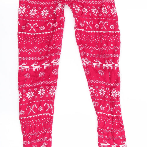 Pepperts Girls Red Animal Print   Pyjama Pants Size 10-11 Years  - Christmas Reindeer - Woollen texture