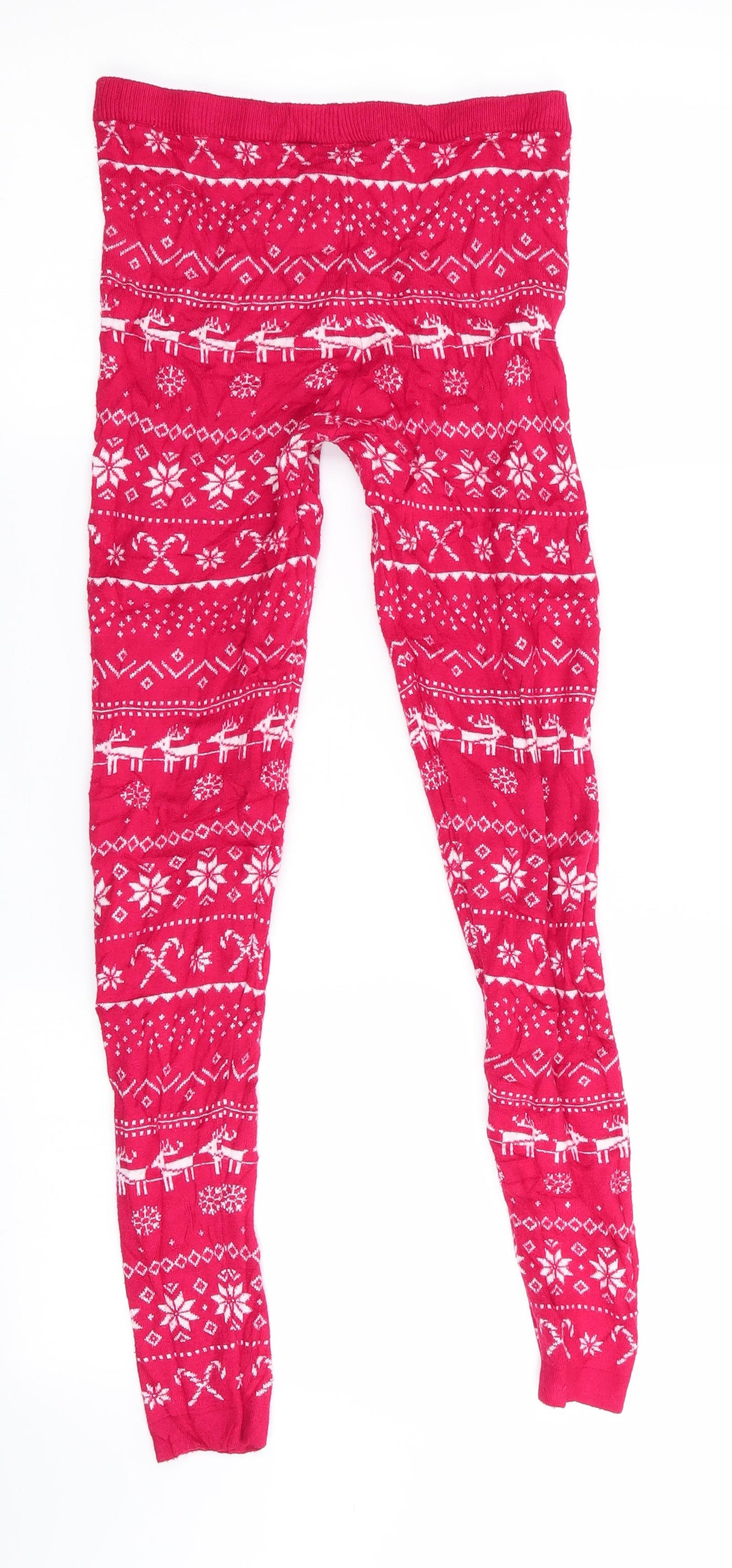 Pepperts Girls Red Animal Print   Pyjama Pants Size 10-11 Years  - Christmas Reindeer - Woollen texture