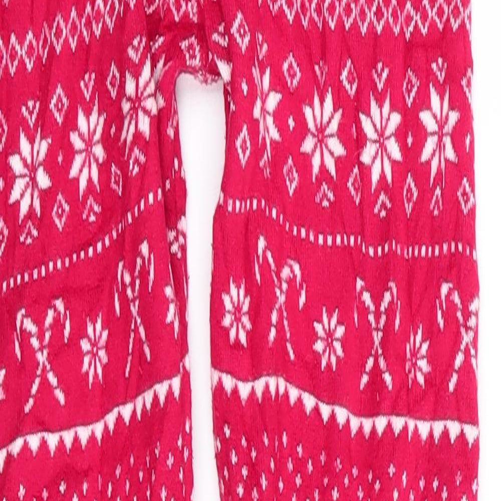 Pepperts Girls Red Animal Print   Pyjama Pants Size 10-11 Years  - Christmas Reindeer - Woollen texture