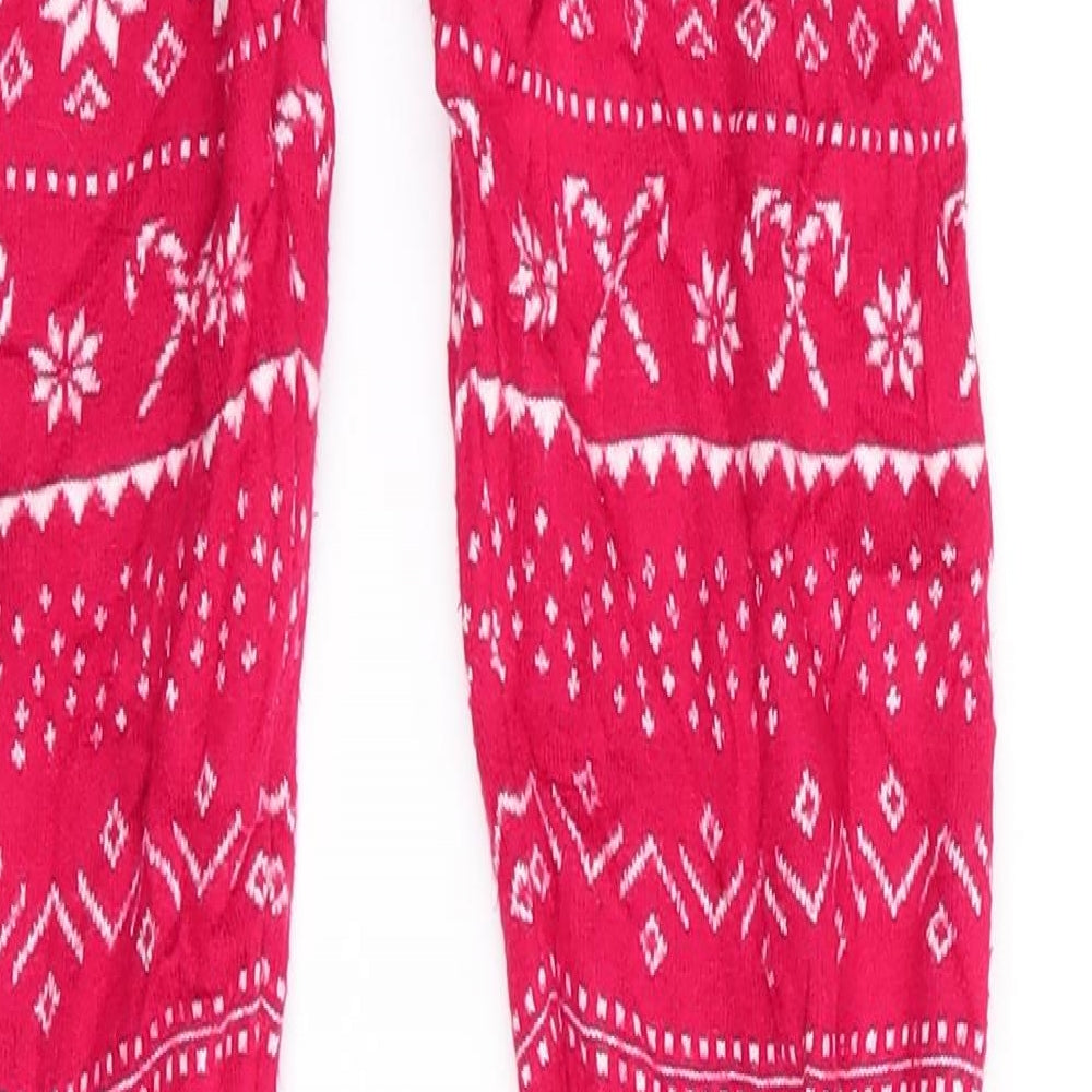 Pepperts Girls Red Animal Print   Pyjama Pants Size 10-11 Years  - Christmas Reindeer - Woollen texture