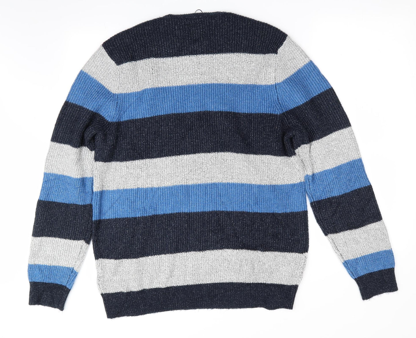 Marks and Spencer Mens Blue Striped  Pullover Jumper Size L