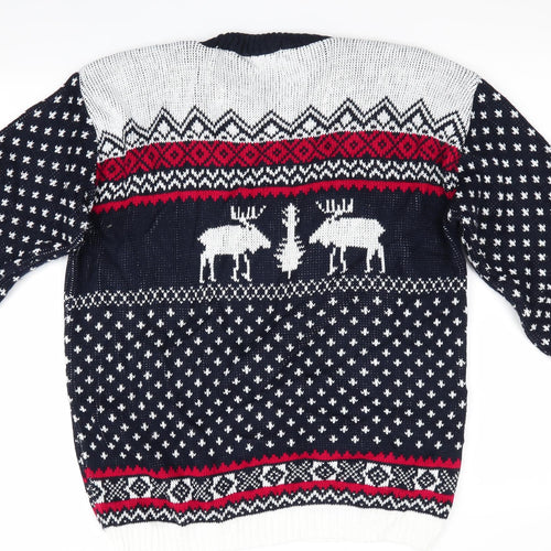 Pulse Mens Blue Animal Print  Pullover Jumper   - Christmas jumper