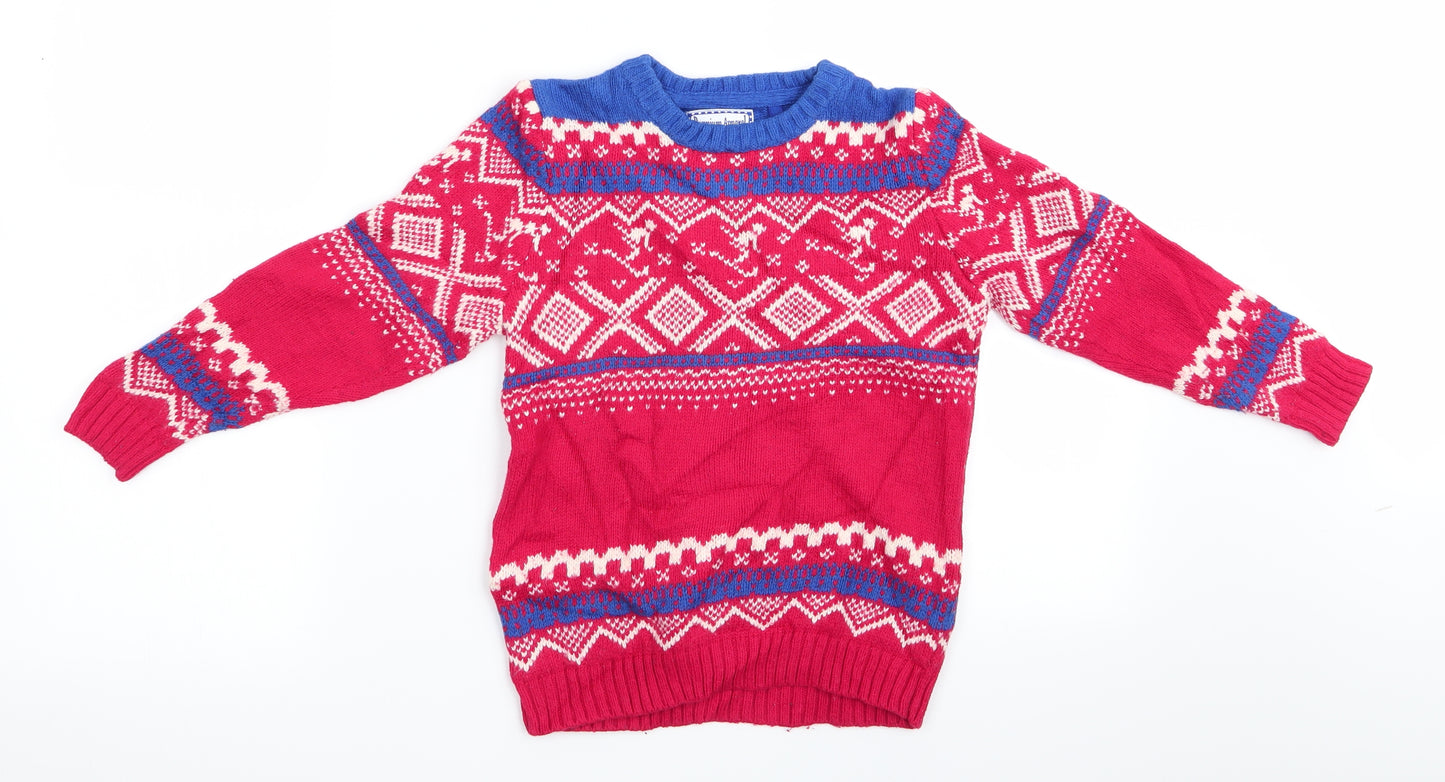 TU Boys Red Geometric  Pullover Jumper Size 7 Years  - Christmas jumper