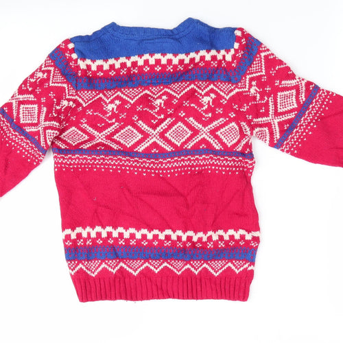 TU Boys Red Geometric  Pullover Jumper Size 7 Years  - Christmas jumper