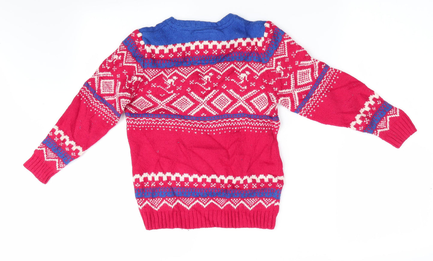 TU Boys Red Geometric  Pullover Jumper Size 7 Years  - Christmas jumper