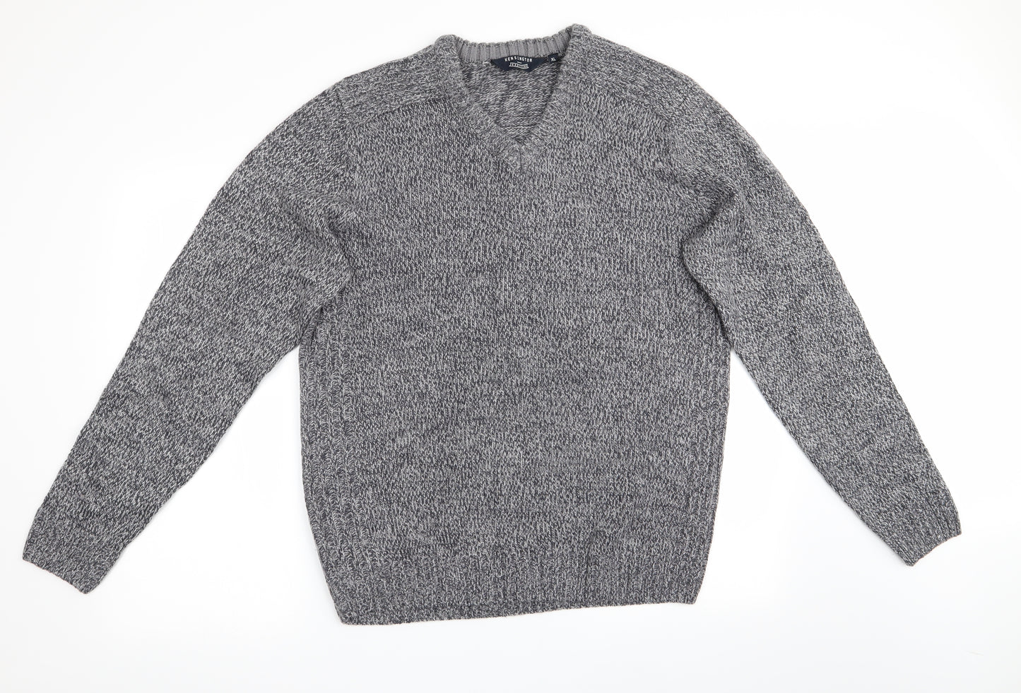 Kensington Mens Grey Herringbone  Pullover Jumper Size XL  - Soft Feel