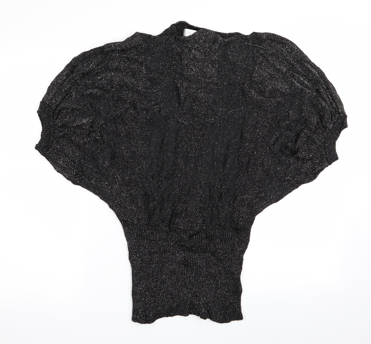 Miss Harvey Womens Black   Pullover Jumper One Size  - Glittery Batwing Jumper