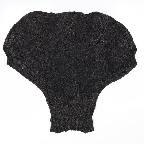 Miss Harvey Womens Black   Pullover Jumper One Size  - Glittery Batwing Jumper