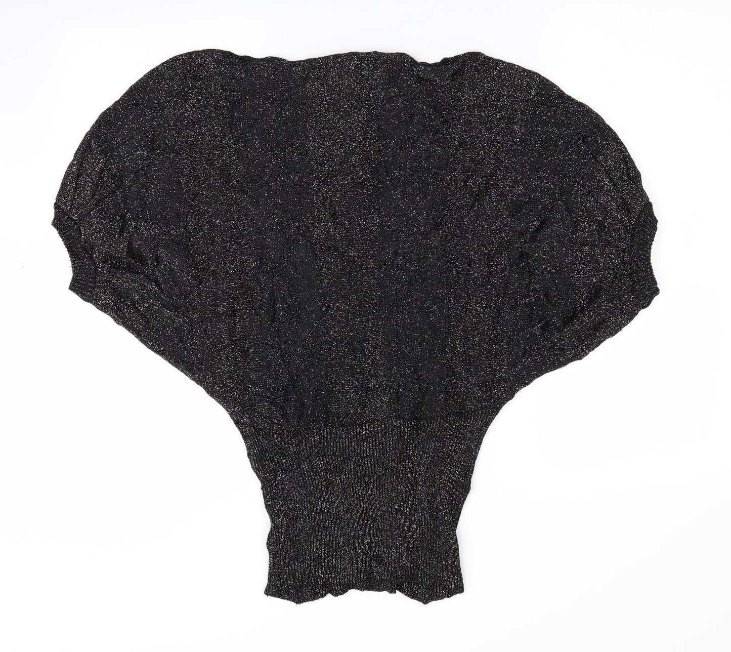 Miss Harvey Womens Black   Pullover Jumper One Size  - Glittery Batwing Jumper