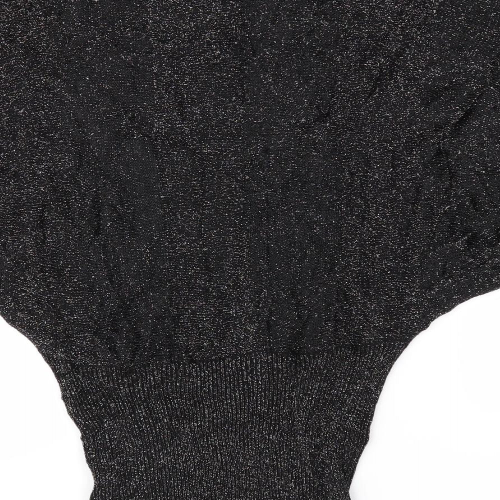 Miss Harvey Womens Black   Pullover Jumper One Size  - Glittery Batwing Jumper
