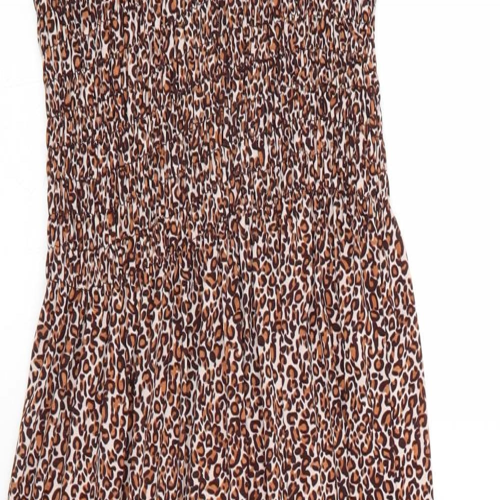 Tia London Girls Pink Animal Print  Fit & Flare  Size 9-10 Years  - Elasticated Bodice, Halter Tie