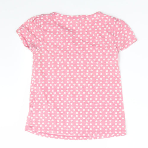 John Lewis Girls Pink Polka Dot  Basic T-Shirt Size 6 Years